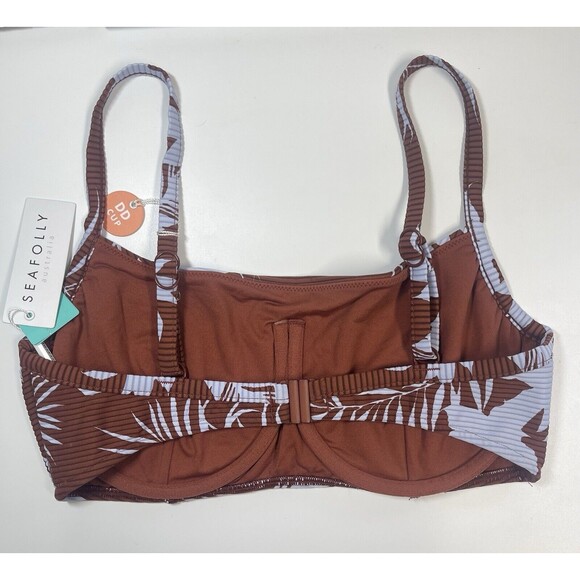 SEAFOLLY Australia Wild Tropics Square Neck Tank Bikini Top Amber Sz DD & F New - Picture 4 of 7